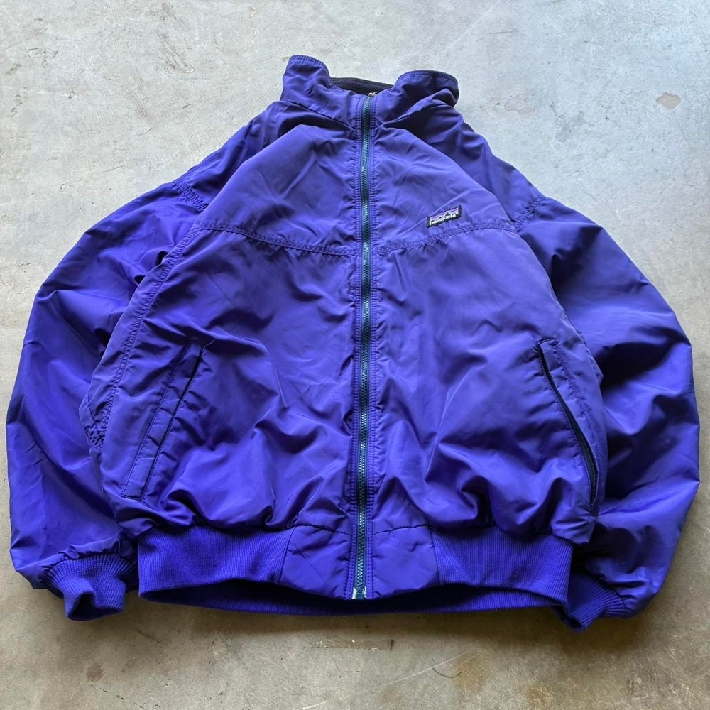 Vintage Patagonia Fleece Lined Winter Jacket Purple Made in USA Boxy